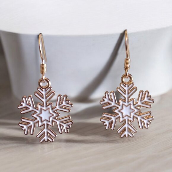 Small Snowflake Dangle Earring - Picture 3 of 5